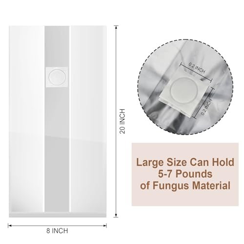 50 Additional Thick Mushroom Rising Luggage (8" x 5" x 20") with 0.2 Micron Filter – Massive, Autoclavable, Tear-Resistant Clear Luggage for Efficient Indoor Cultivation