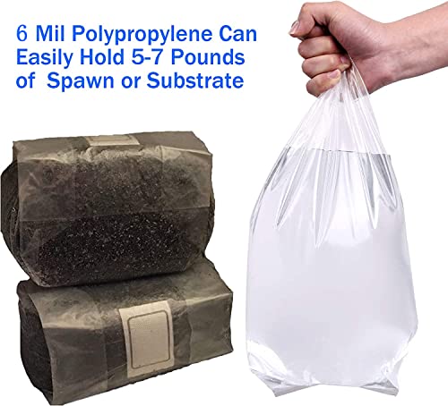 Pack of fifty Heavy-Obligation Mushroom Develop Luggage - 6 Mil Polypropylene Substrate Luggage, Massive Measurement 8" x 5" x 20" for Mushroom Cultivation, Spawn, and Sawdust Fruiting Blocks